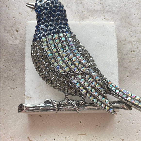 Anthropologie Blue and Silver Bird Brooch - Picture 3 of 4
